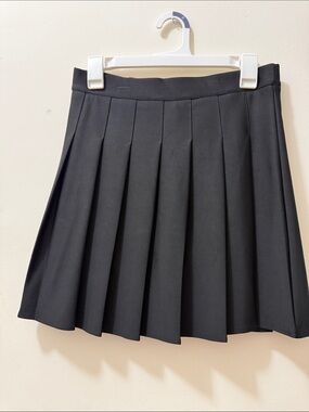 Black Pleated Circle Skirt